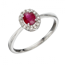 Cluster Ruby Ring In White Gold 